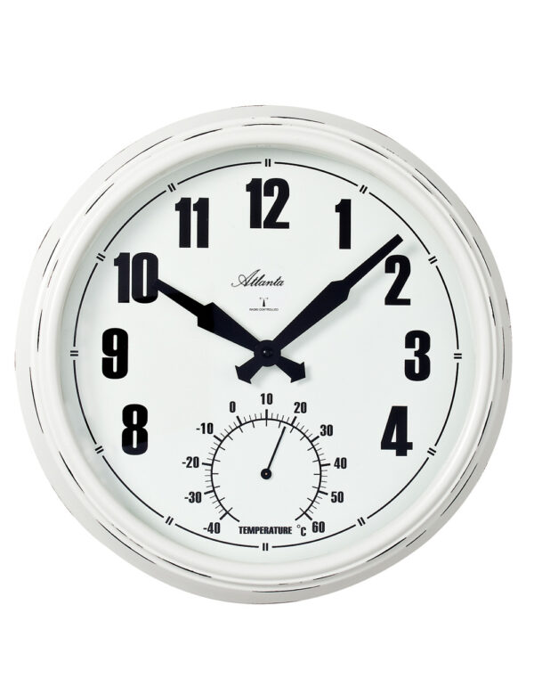 Atlanta 4478 Funk-Wanduhr mit Thermometer weiss