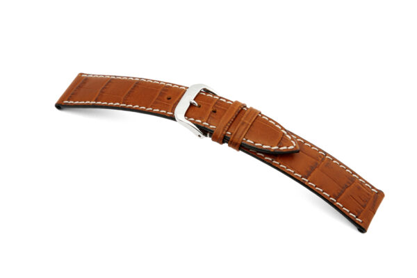 Lederband Saboga 22mm cognac mit Alligatorprägung