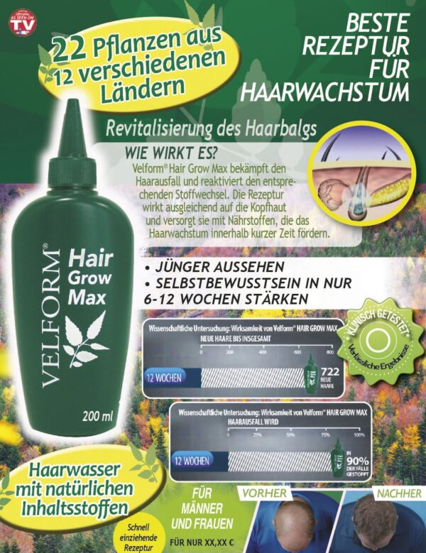 Velform Hair Grow Max - Haarwuchsmittel - 200ml