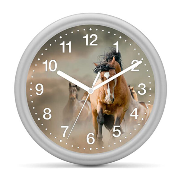 Kinderwanduhr Pferd - Wildpferd braun