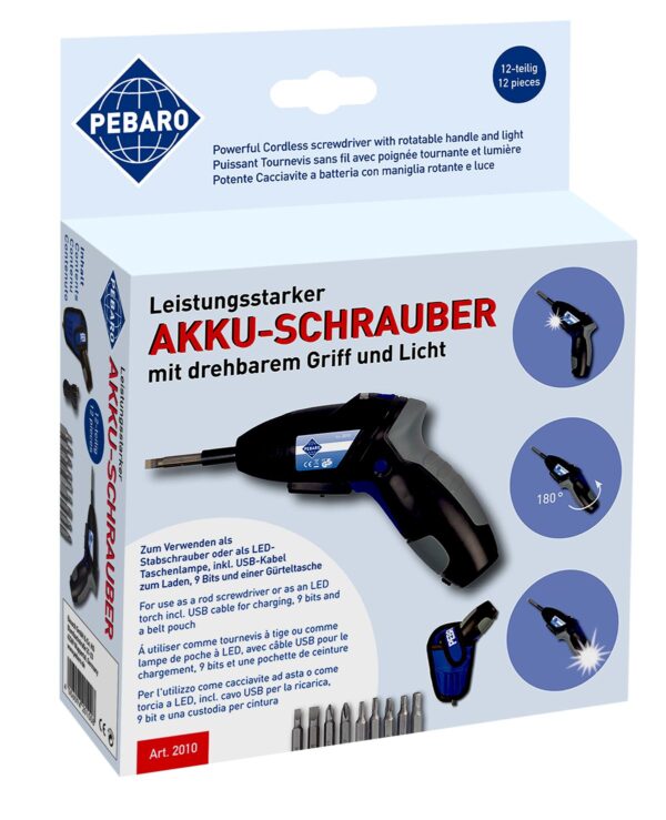 Akkubohrer mit drehbarem Griff und LED-Licht