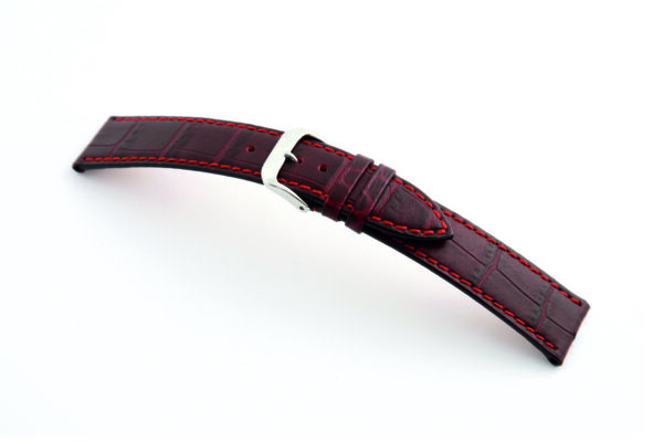 Lederband Tampa 12mm bordeaux mit Alligatorprägung