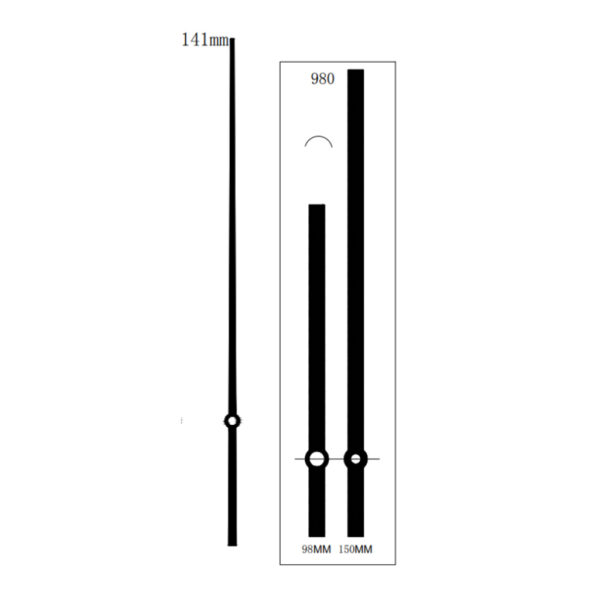 Zeigerpaar Balken schwarz Minutenzeiger-L:150mm