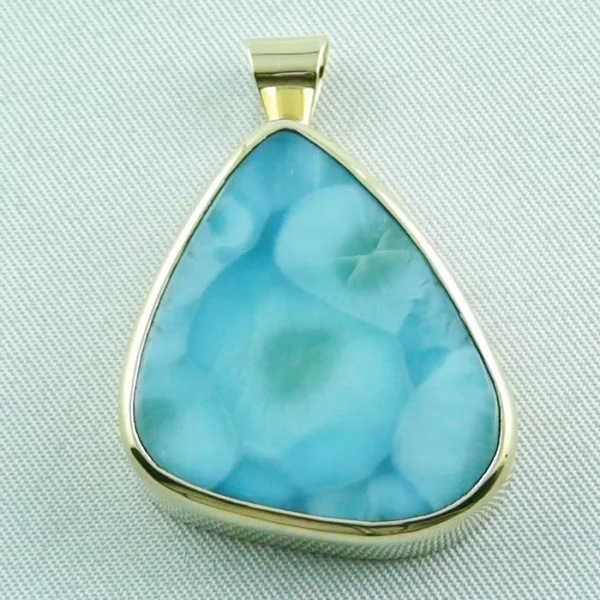 585er 14k Goldanhänger 14,01 gr. mit 43,98 ct Larimar Edelstein