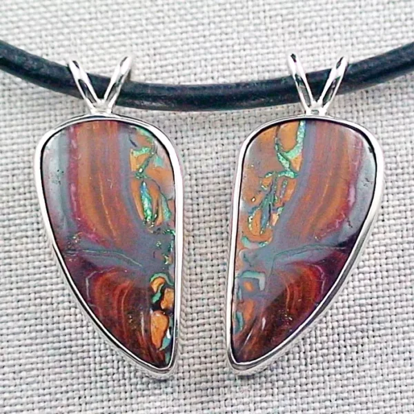 Silberanhänger 21,83 & 20,63 ct Boulder Matrix Opal 935er Opalanhänger