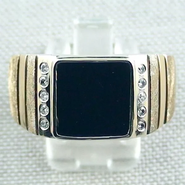 14k & 18k Herrenring Konfigurator Goldring mit Onyx & Diamanten