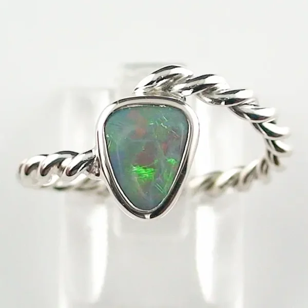 Kordelring mit Opal aus 935er Silber mit 0,76 ct. Multicolor Black Crystal Opal