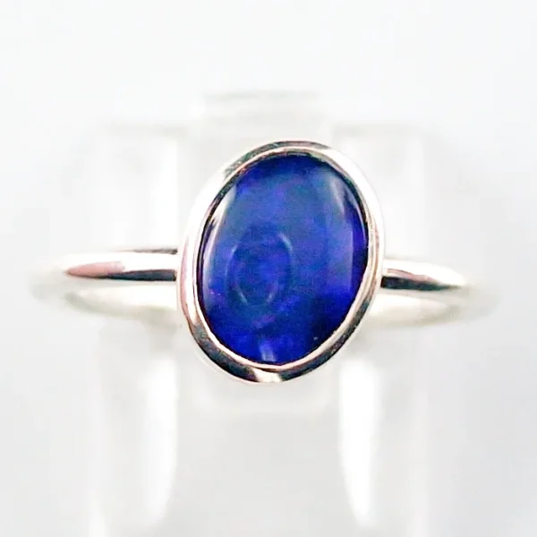 Opal Ring aus 925er Silber mit blauem 0,93 ct. Black Crystal Opal