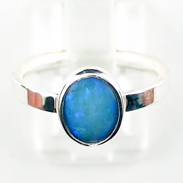 Opal Ring aus 935er Silber mit  blau-türkisfarbenem 0,90 ct. Black Crystal Opal