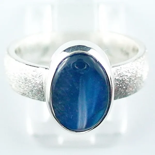 Mondstein Ring aus 935er Silber mit blauem 3,39 ct. Mondstein