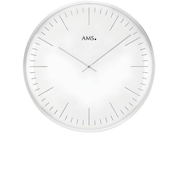 ams bauhaus quartzwanduhr silber gross