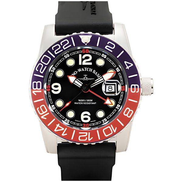 zeno watch basel airplane diver xl taucheruhr gmt blau rot