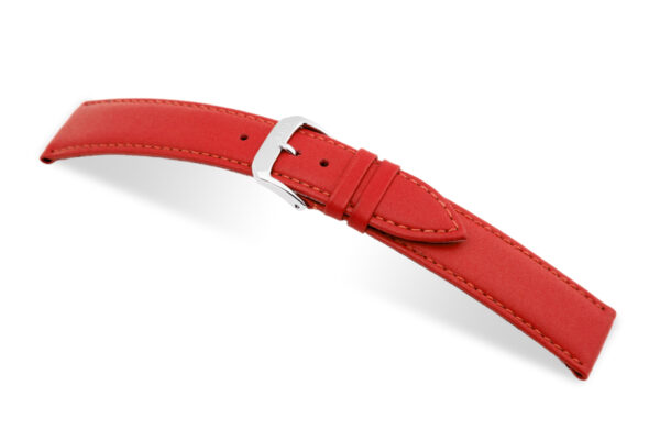 SELVA Lederband zum einfachen Wechseln 22mm rot mit Naht - MADE IN GERMANY