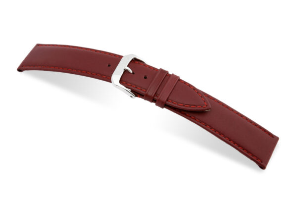 SELVA Lederband zum einfachen Wechseln 24mm bordeaux mit Naht - MADE IN GERMANY