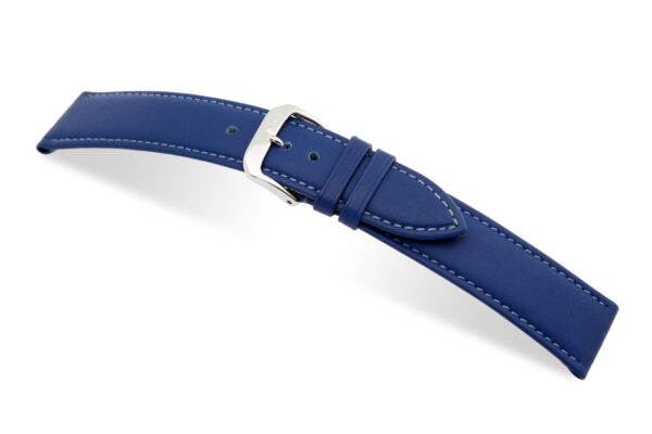 SELVA Lederband zum einfachen Wechseln 16mm royalblau mit Naht - MADE IN GERMANY