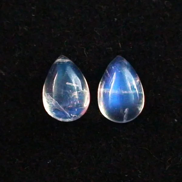 2,24 + 2,25 ct. Mondsteine mit  Blautönen - Mondsteine Pärchen mit Zertifikat