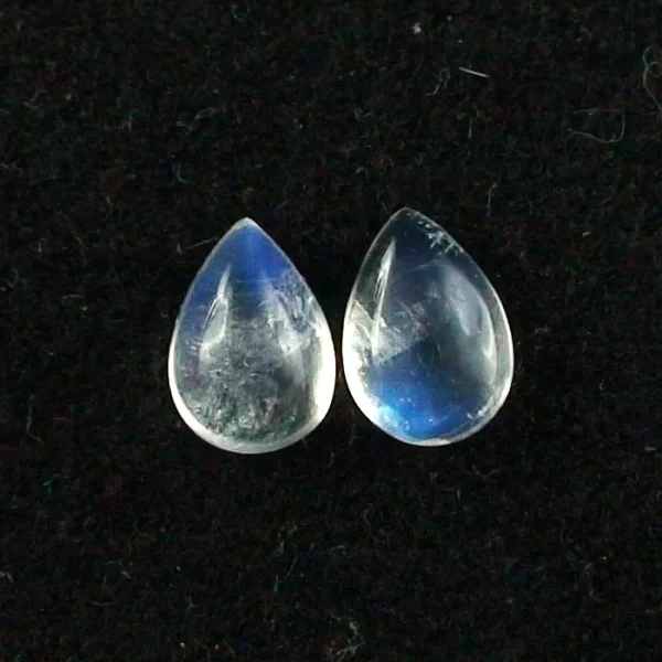 1,86 + 2,10 ct. Mondsteine mit  Blautönen - Mondsteine Pärchen mit Zertifikat