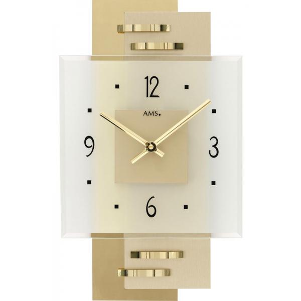 ams more square silent quartzwanduhr gold