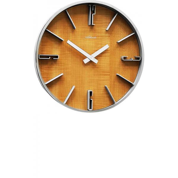 atlanta wood design silent quartz wanduhr erlenholzoptik