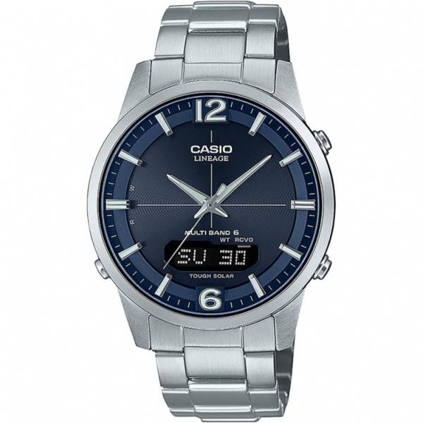 casio digi analog lineage daydate solar funkuhr edelstahl blau