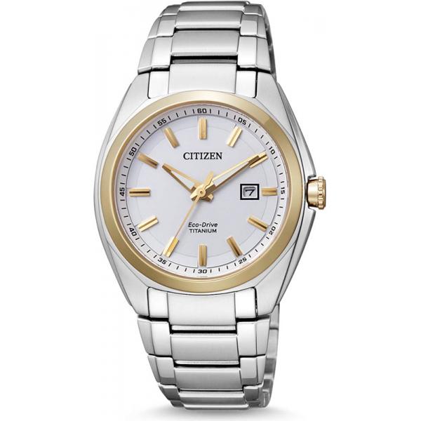 citizen damenuhr super titanium eco drive solaruhr bicolor