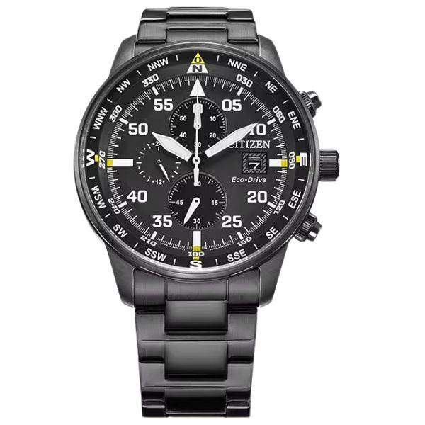 citizen flieger chronograph eco drive solaruhr schwarz