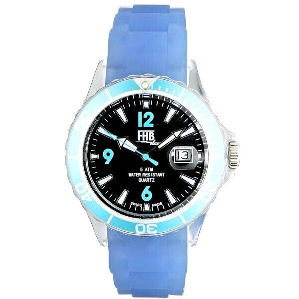 fhb fun watch opaque quartz uhr mit silikonband blau