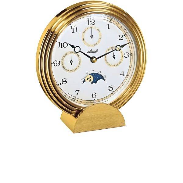 hermle stockton ii silent quartz tischuhr mit vollkalender gold