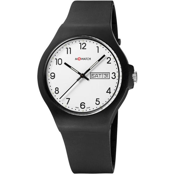 m watch core 42 schweizer xl quartzuhr tag datum schwarz weiss