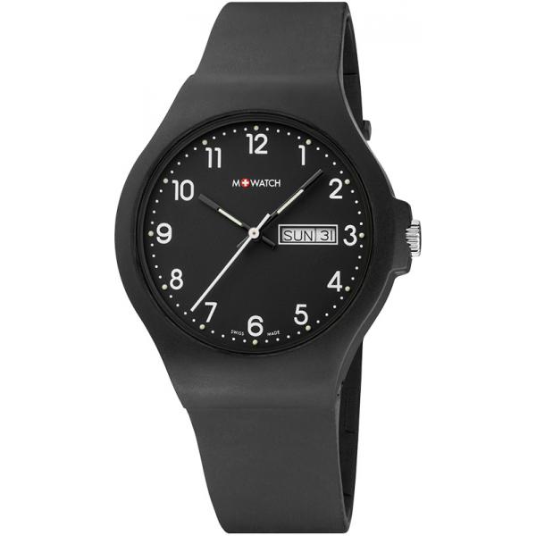 m watch core 42 schweizer xl quartzuhr tag datum schwarz