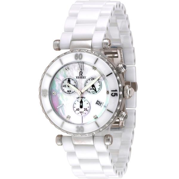 rendex ceramic xl lady chrono quartz keramikband weiss