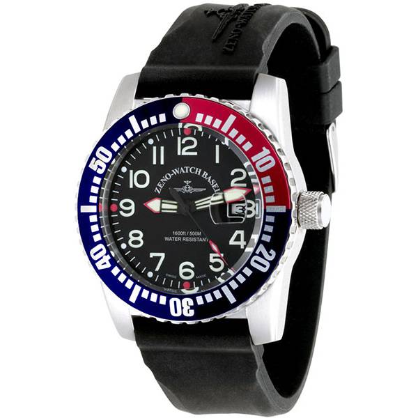 zeno watch basel airplane diver xl taucheruhr quartz blau rot