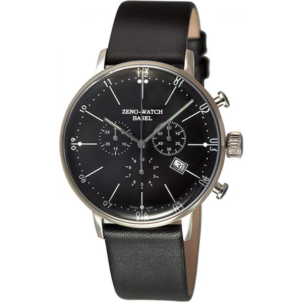 zeno watch basel bauhaus chronograph quartzuhr schwarz