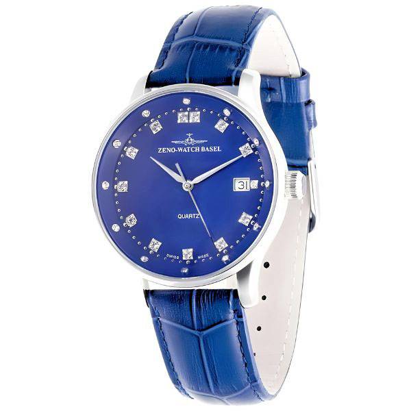 zeno watch basel medium size crystals quartzuhr blau