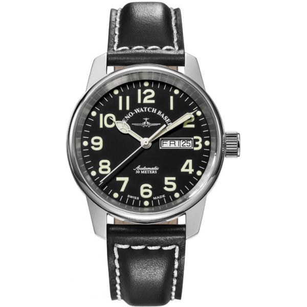 zeno watch basel pilot classic automatik fliegeruhr tag datum