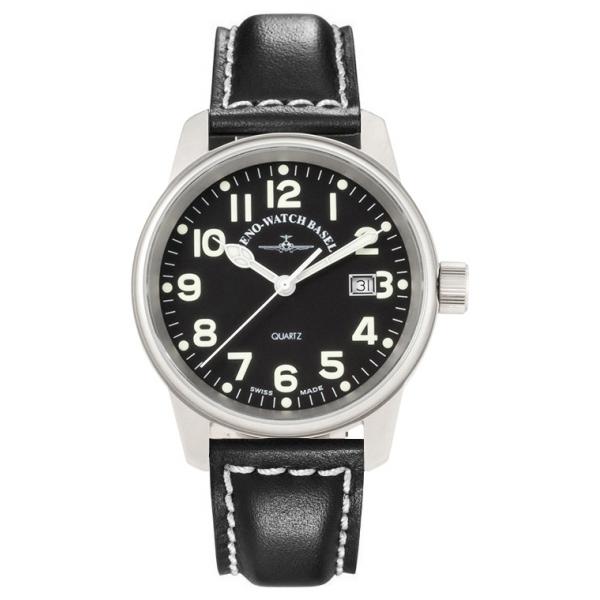 zeno watch basel pilot classic fliegeruhr edelstahl matt