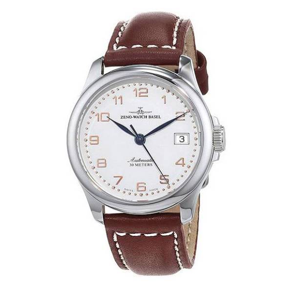 zeno watch basel retro basic automatik uhr datum weiss ros