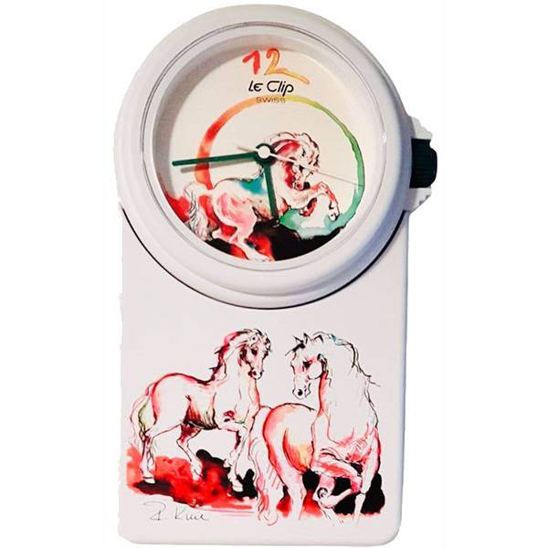 le clip wanduhr mega rolf knie white horses pferd