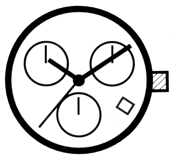 Kleinuhrwerk Quarz ETA G10.211 Datum 4 schräg