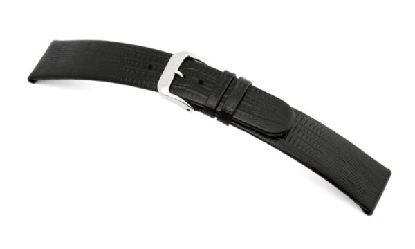 Lederband Santa Cruz 16mm schwarz mit Teju-Eidechsenprägung