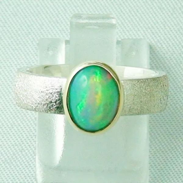 Opalring aus Silber in Goldfassung 1,44 ct Welo Opal